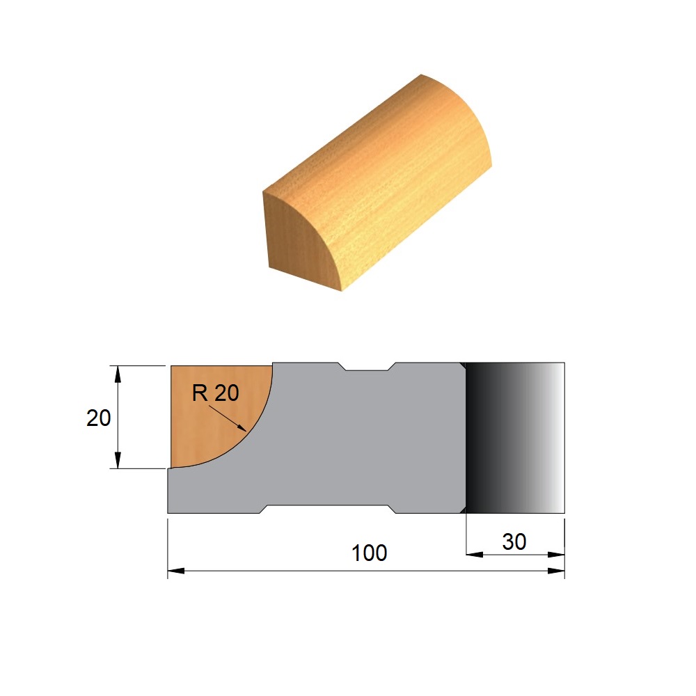 Fresa para Cordão de Janela de Aço Ø100 x 20 x 30 - 5 Dentes - Cód. 2290.24